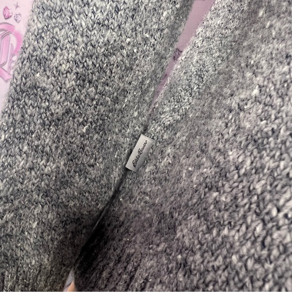 Eddie Bauer sweater turtleneck knitted heathered grey comfy winter warm cozy top - Picture 4 of 8